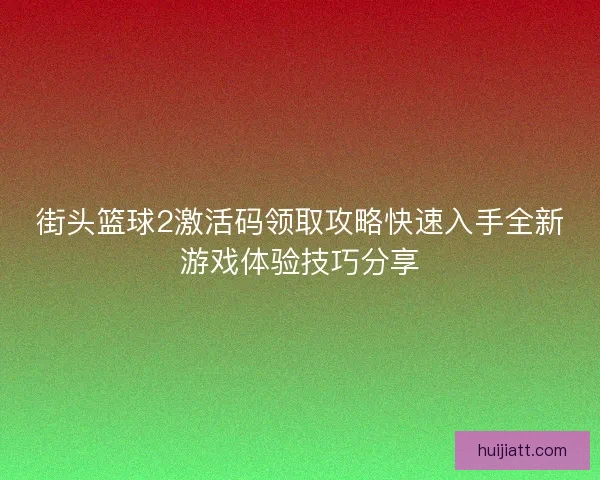 街头篮球2激活码领取攻略快速入手全新游戏体验技巧分享
