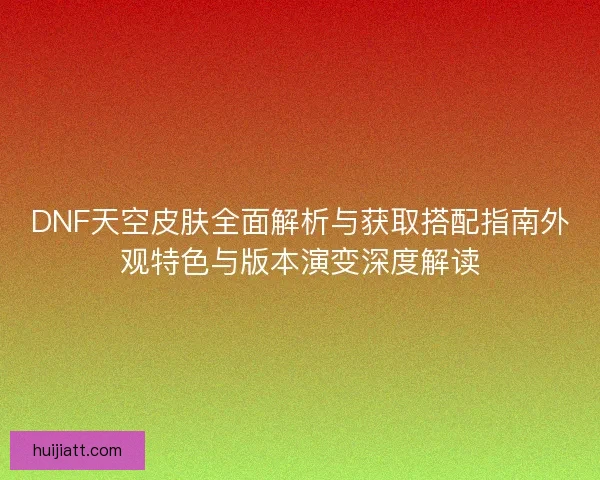 DNF天空皮肤全面解析与获取搭配指南外观特色与版本演变深度解读