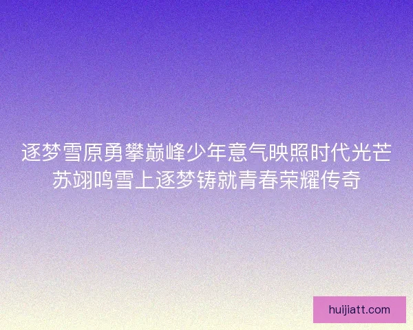 逐梦雪原勇攀巅峰少年意气映照时代光芒苏翊鸣雪上逐梦铸就青春荣耀传奇 逐梦雪原勇攀巅峰少年意气映照时代光芒苏翊鸣雪上逐梦铸就青春荣耀传奇