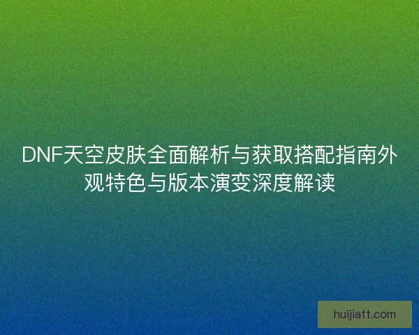 DNF天空皮肤全面解析与获取搭配指南外观特色与版本演变深度解读